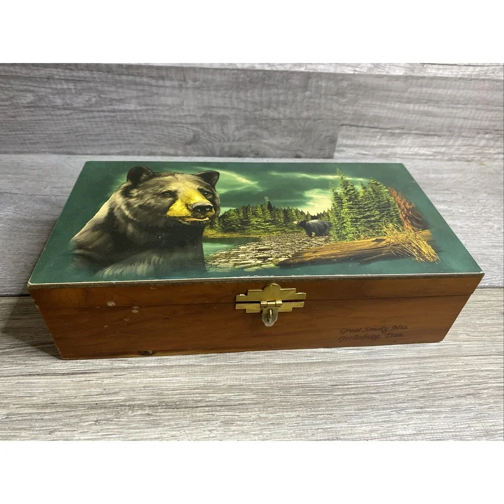 Great Smoky Mountains Gatlinburg Tennessee Wood Keepsake Trinket Box